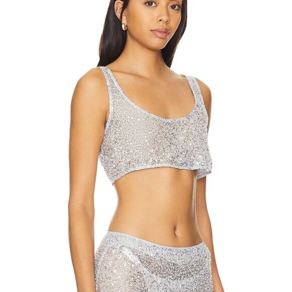 NBD shanti top & skirt silver SET REVOLVE - Picture 4 of 11